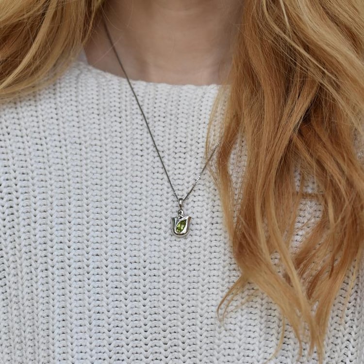 Silber Tulpe mit Citrin auf dem Hals 28573