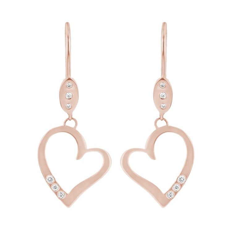 Goldene Hängeohrringe in Herzform mit Diamanten Mekhi