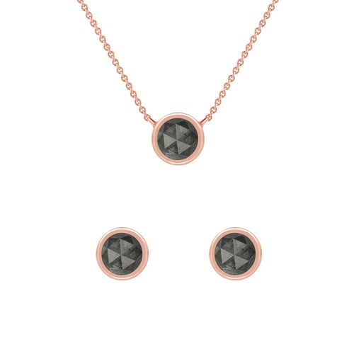 Goldenes Schmuckset mit Salt and Pepper Diamanten Amande