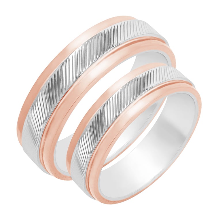 Goldene Eheringe mit Rillen Milen 80387