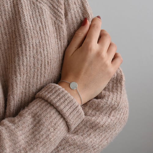 Silbernes Armband mit blauem Diamant und Gravur Ihrer Wahl Shalek