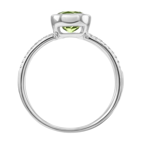 Strahlender Goldring mit Olivin und Diamanten Nyusha