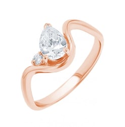 Verlobungsring in Wellenform mit einem tropfenförmigen Moissaniten in der Größe Ihrer Wahl