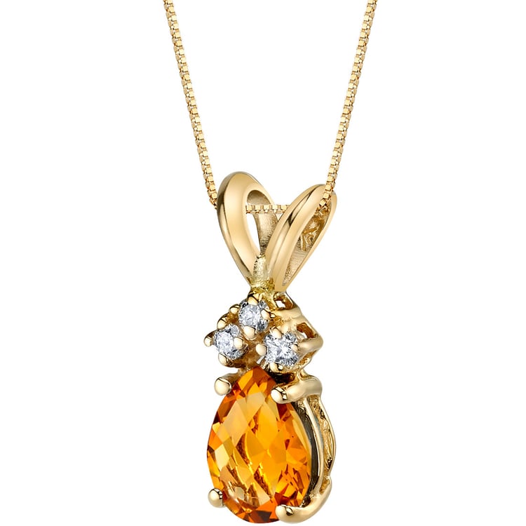 Citrin-Tropfen in Goldanhänger mit Diamanten Elen