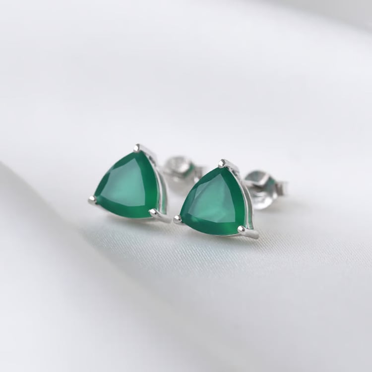 Ohrringe aus Silber mit grünen Achaten 163767