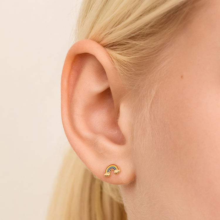 Goldene Kinder-Ohrringe in Regenbogenform Marigold 164372