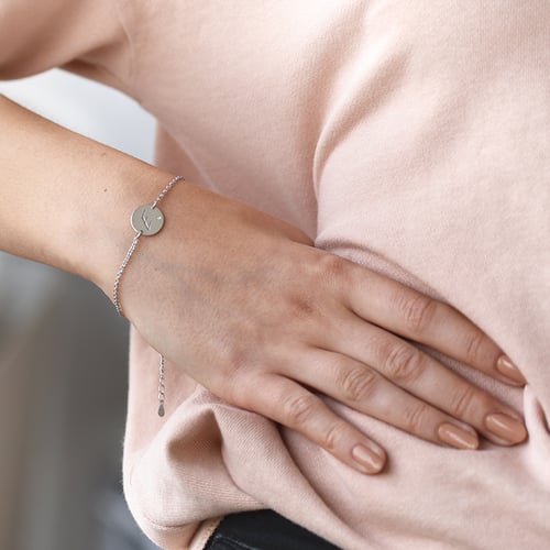 Silberarmband mit Diamant und Buchstabengravur Dian