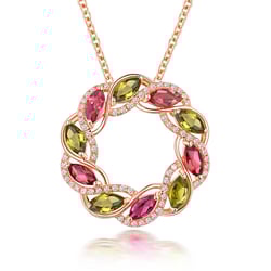 Goldene Halskette mit Turmalinen und Diamanten Bourne