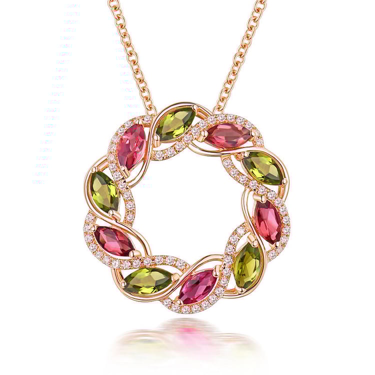 Elegante Halskette mit Turmalinen und Diamanten