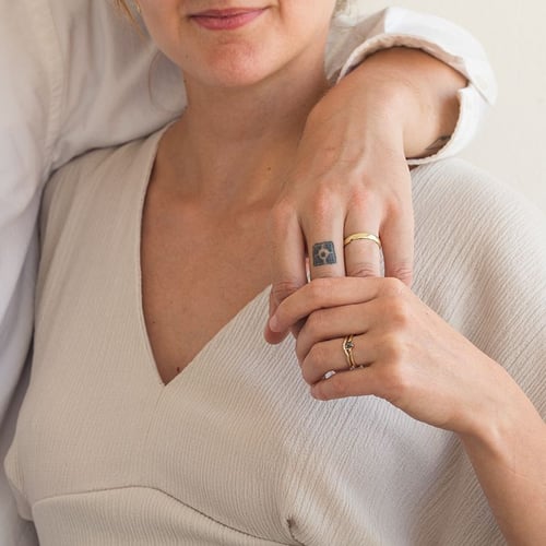 Set aus Ringen mit Salt and Pepper Diamanten Marine