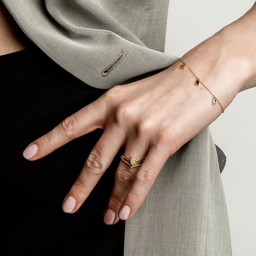 Goldenes Armband mit Citrin, Granat und Saphir Veera