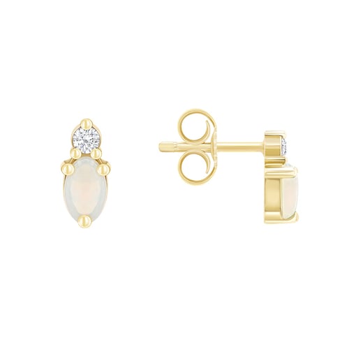 Goldene Cluster-Ohrringe mit Opalen und Diamanten Herve