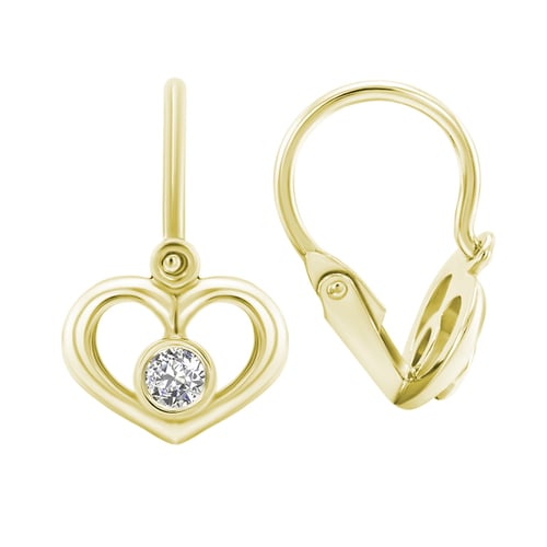 Goldene Kinderohrringe in Herzform mit Lab Grown Diamanten Ariel