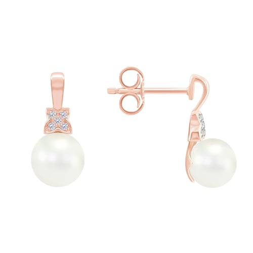 Elegante Perlenohrringe mit Diamanten Barbary