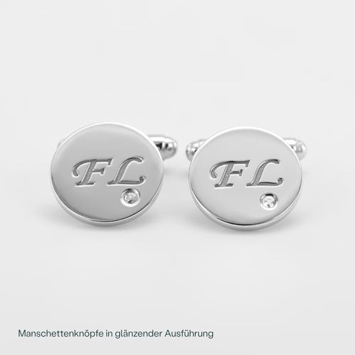 Silber Manschettenknöpfe mit Gravur und Diamanten Gaynor