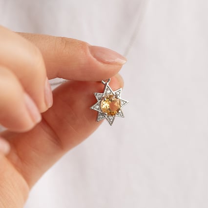 Anhänger aus Silber mit Citrinen und Zirkonia in Stern-Form Bohemia