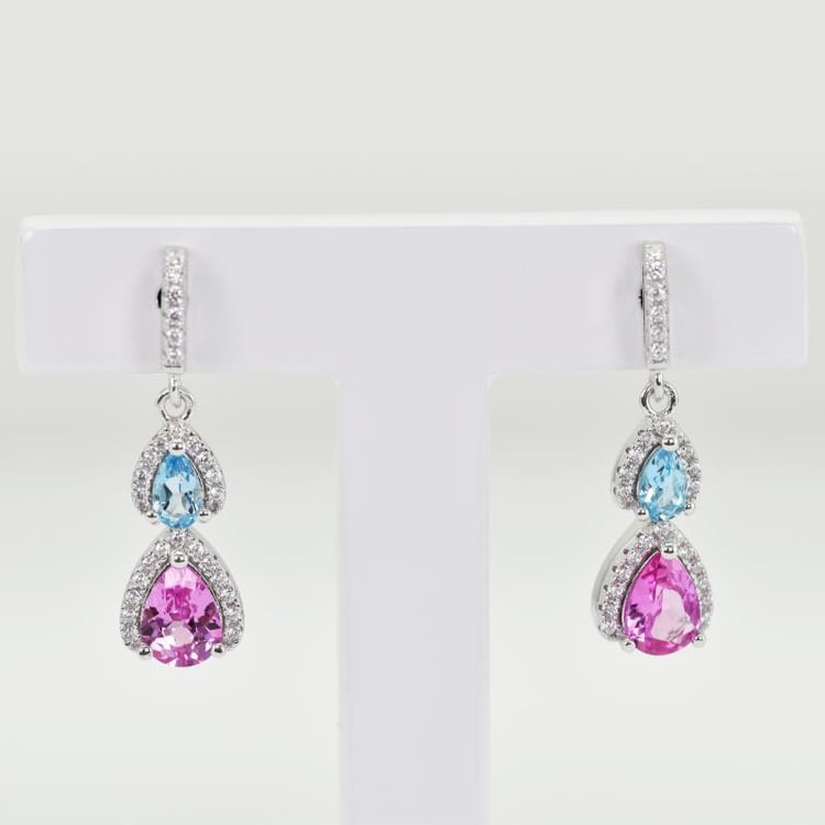 Topas und Saphir Ohrringe hängend 14861