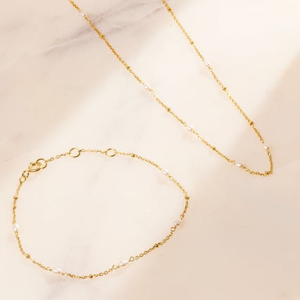 Silbernes Schmuckset mit Perlen Landia