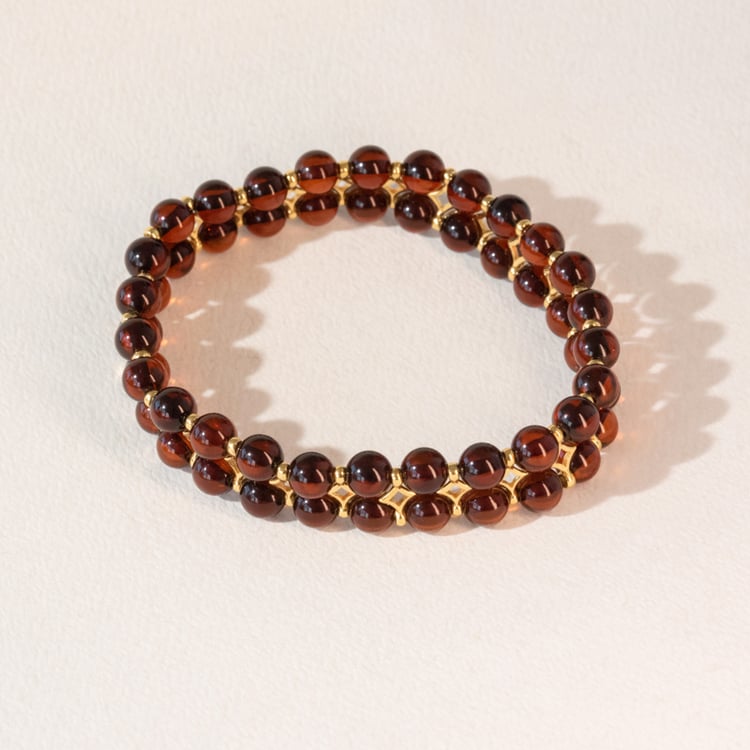 Silbernes Armband mit Bernsteinen in Dunkelrot Milenia 101119