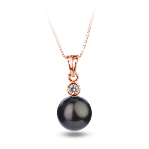 Anhänger mit schwarzer Perle und Diamanten Mananya