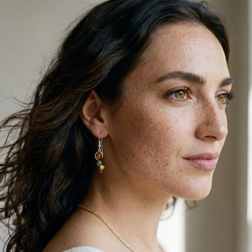 Silberne Hängeohrringe mit Bernstein Pantya