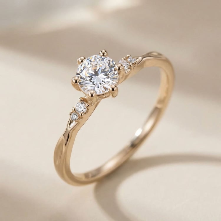 Verlobungsring aus Gold in Haselnussfarbe mit Lab Grown Diamanten 166504