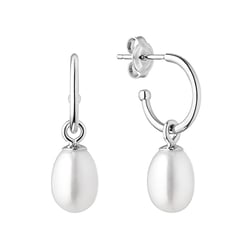 Silberne Hängeohrringe mit Perlen Coco