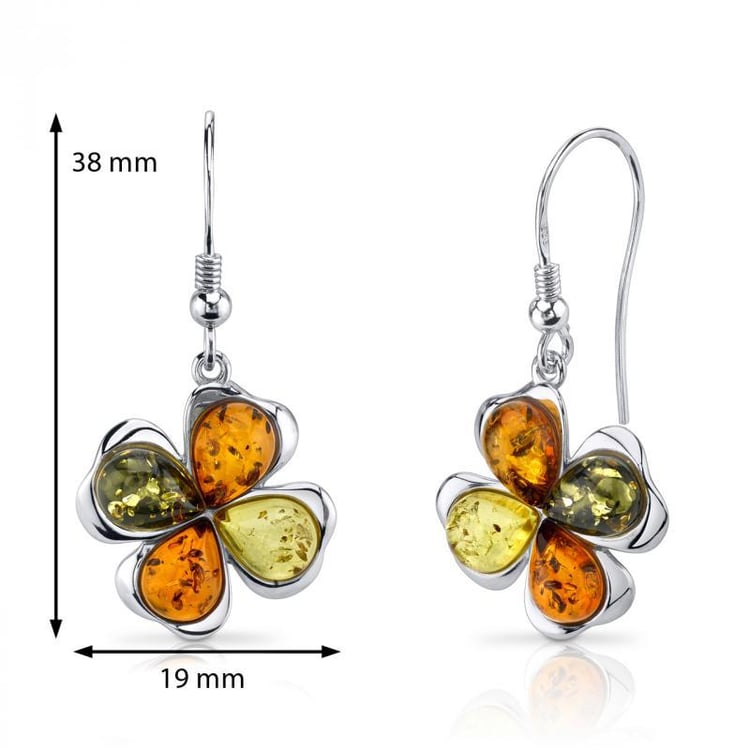 Silberne Bernsteinohrringe in Blumenform Araxie 5174