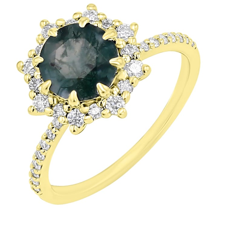 Einzigartiger Ring mit einem Moosachat und Moissaniten Amanda 170843