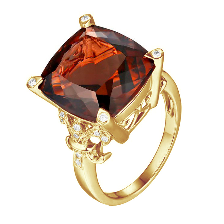 Goldring mit Rauchtopas und Diamanten Lambe 87209