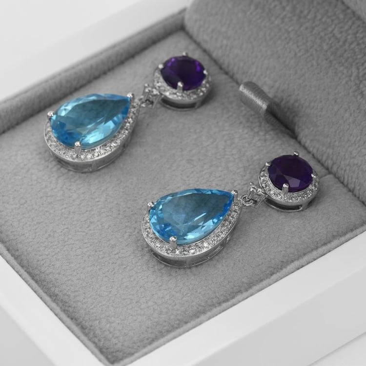 Ohrringe mit Topas und Amethyst Bulia 17007