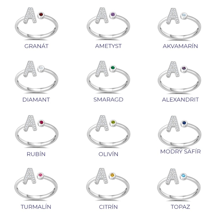 Ring mit Diamanten mit Buchstaben und Edelstein nach Wahl Armand 87883