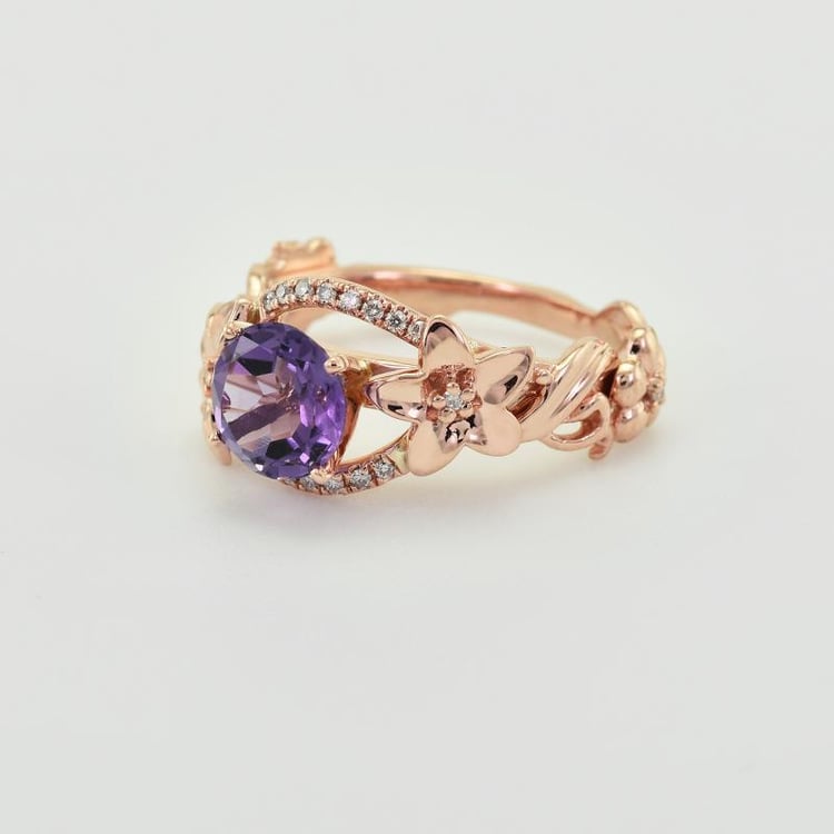 Goldener Rting mit Amethyst und Diamanten Dinis 27624