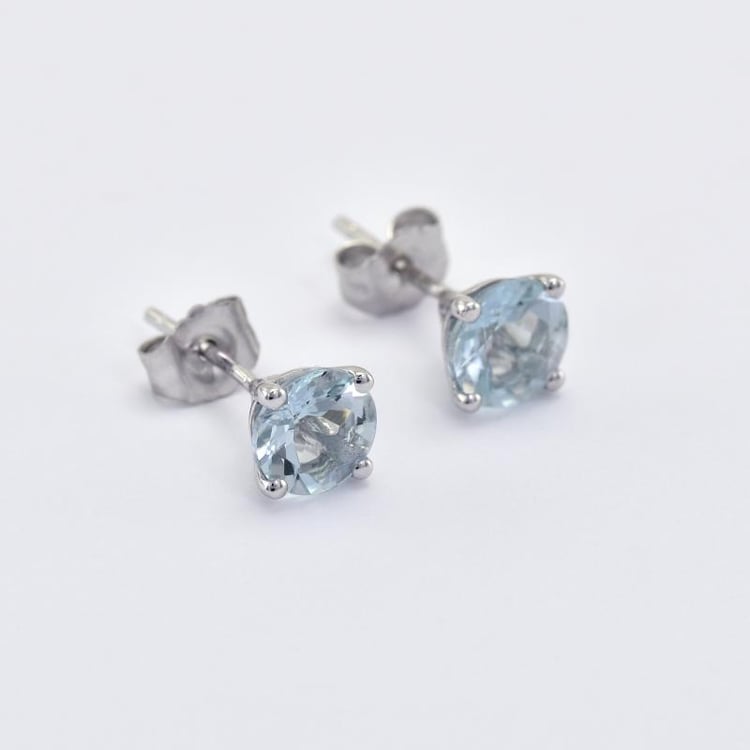 Goldene Ohrringe mit runden Aquamarinen Hulda 43728