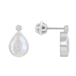 Goldohrringe mit Mondsteinen und Diamanten Vendie