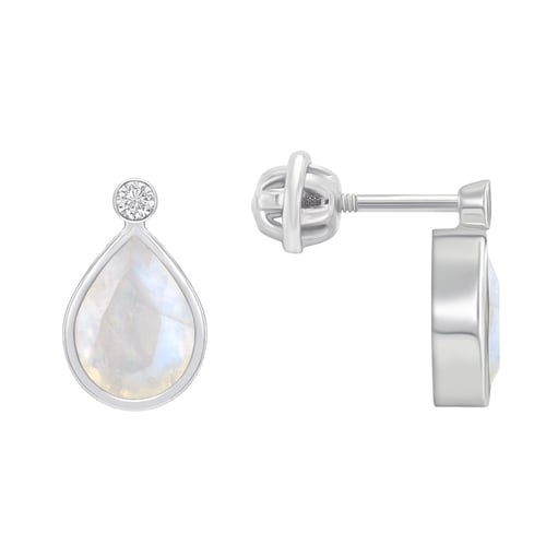 Goldohrringe mit Mondsteinen und Diamanten Vendie