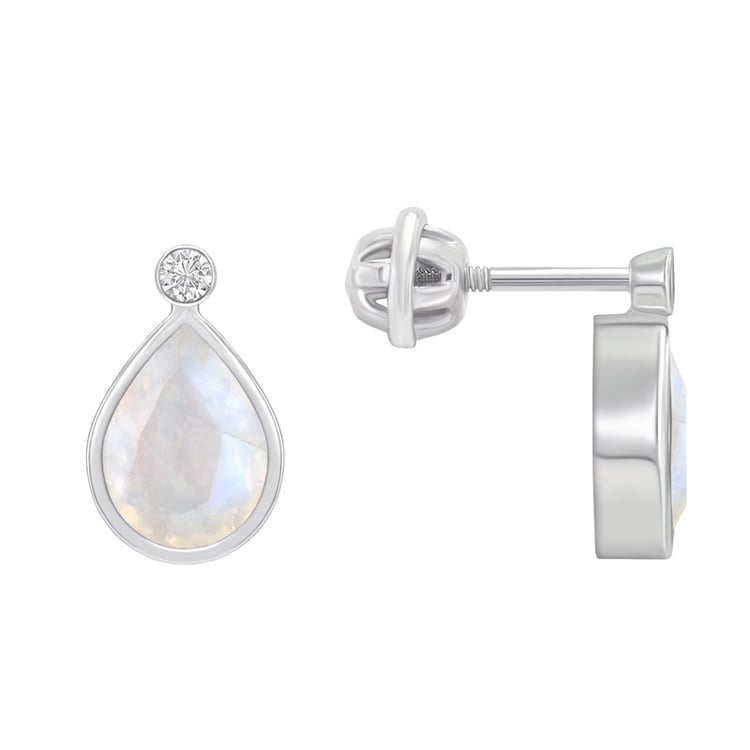 Goldohrringe mit Mondsteinen und Diamanten Vendie 65604