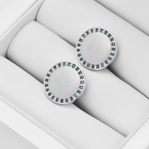 Runde goldene Manschettenknöpfe mit blauen Diamanten Tallis