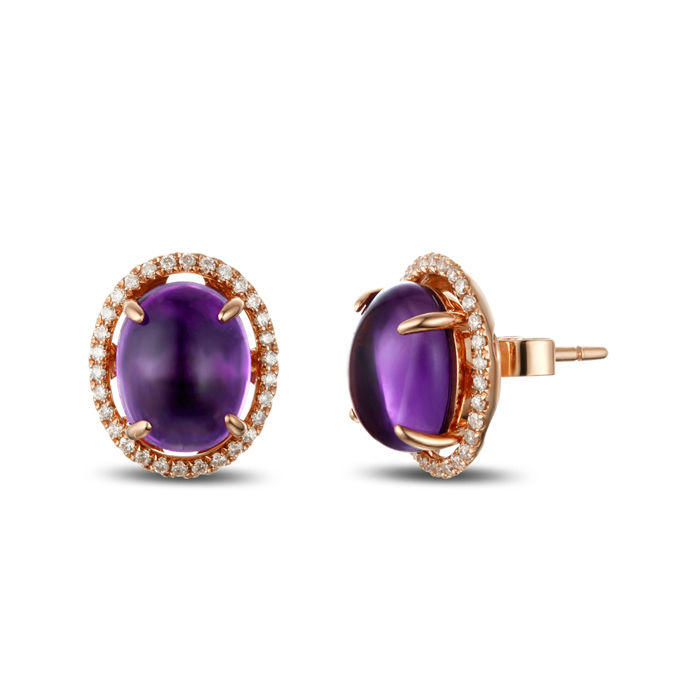 Goldene Amethyst Ohrringe mit Diamanten 2220