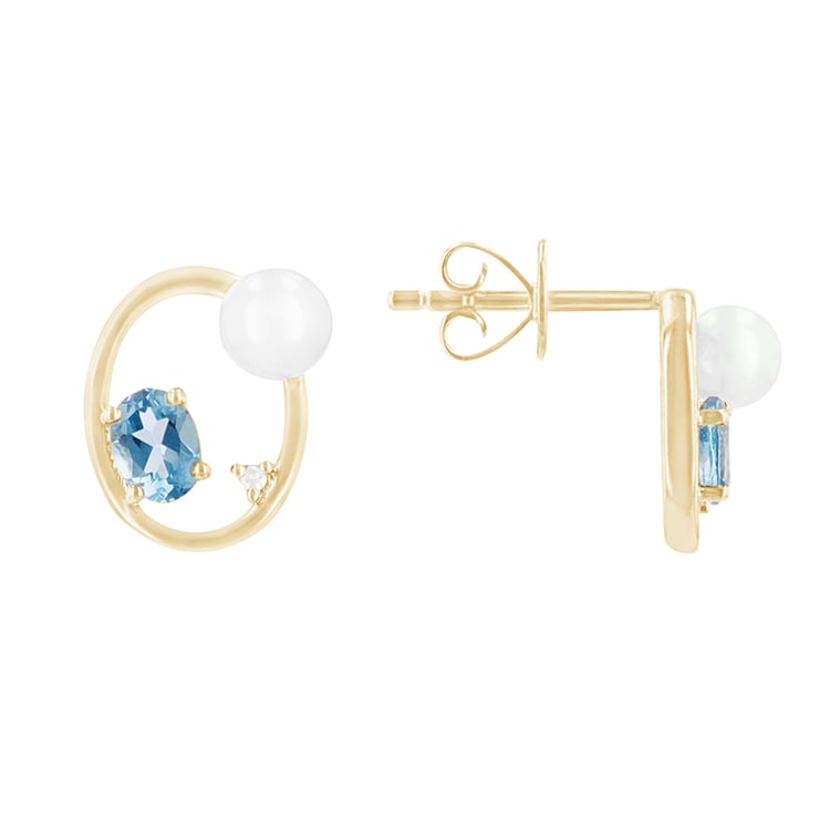 Ohrringe mit Perlen, Blautopasen und Diamanten Jodi 87478