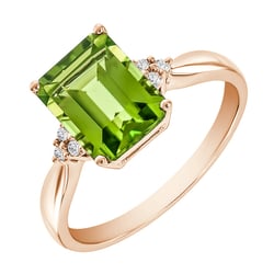 Goldring mit Olivin und DIamanten Chaitra