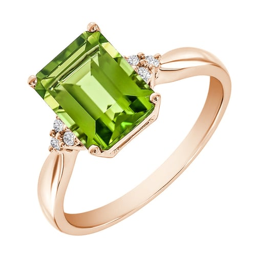 Goldring mit Olivin und DIamanten Chaitra