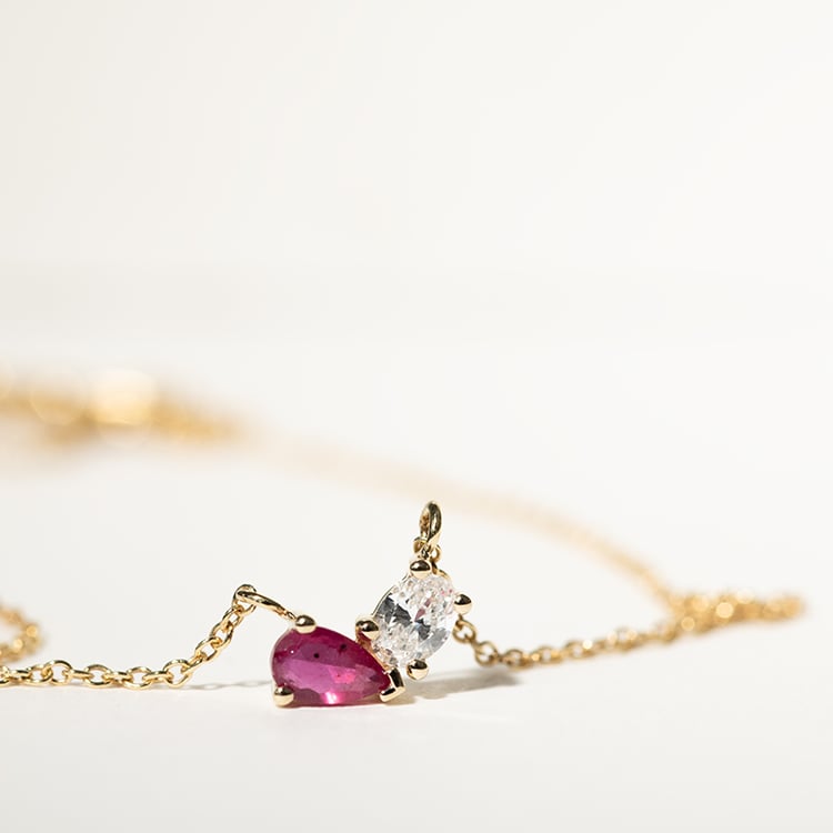Toi et Moi Halskette mit Rubin und Lab Grown Diamant Lennon 134774