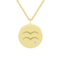 Goldanhänger mit Aquamarin und Sternzeichen Wassermann