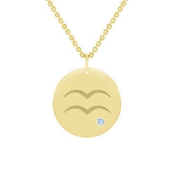 Goldanhänger mit Aquamarin und Sternzeichen Wassermann