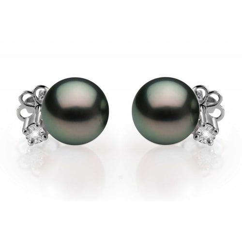 Schwarze Perlenohrringe mit Diamanten Morisah