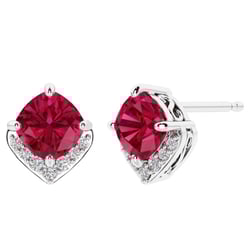 Silberne Ohrringe mit simulierten Rubinen Kosta