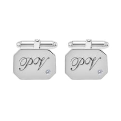 Silberne Manschettenknöpfe mit Gravur und Diamanten Aaruah