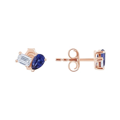 Toi et Moi Ohrstecker mit Lab Grown Diamant und Saphir Aroha
