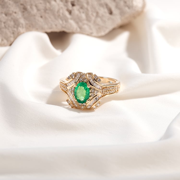 Goldring mit ovalen Smaragden und Diamanten Zane 126342